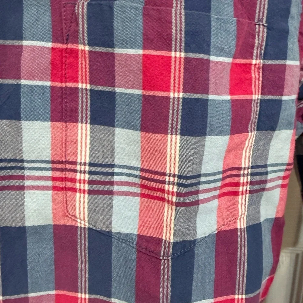 J. Crew Men's Plaid Button-Down Shirt - Red, Blue, and White